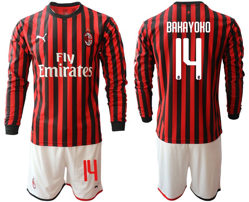 Men 2019-2020 club AC milan home long sleeve #14 red Soccer Jerseys->ac milan jersey->Soccer Club Jersey